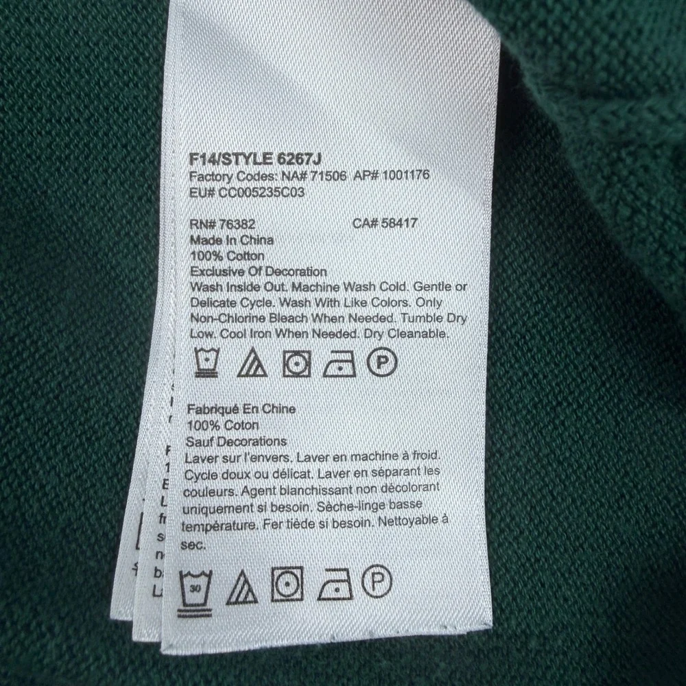Timberland Mens Cotton Quarter-Zip Pullover Sweater Green 6267J Large